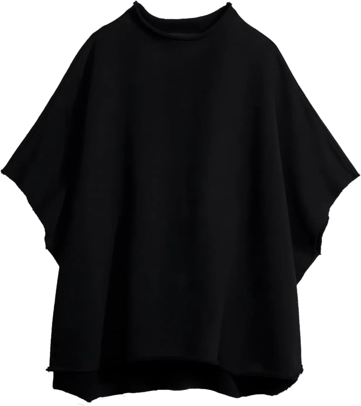 VAOYIU Women's Oversized Funnel Neck Tops 3/4 Batwing Sleeve Capelet Casual Travel Pullover Sweatshirts