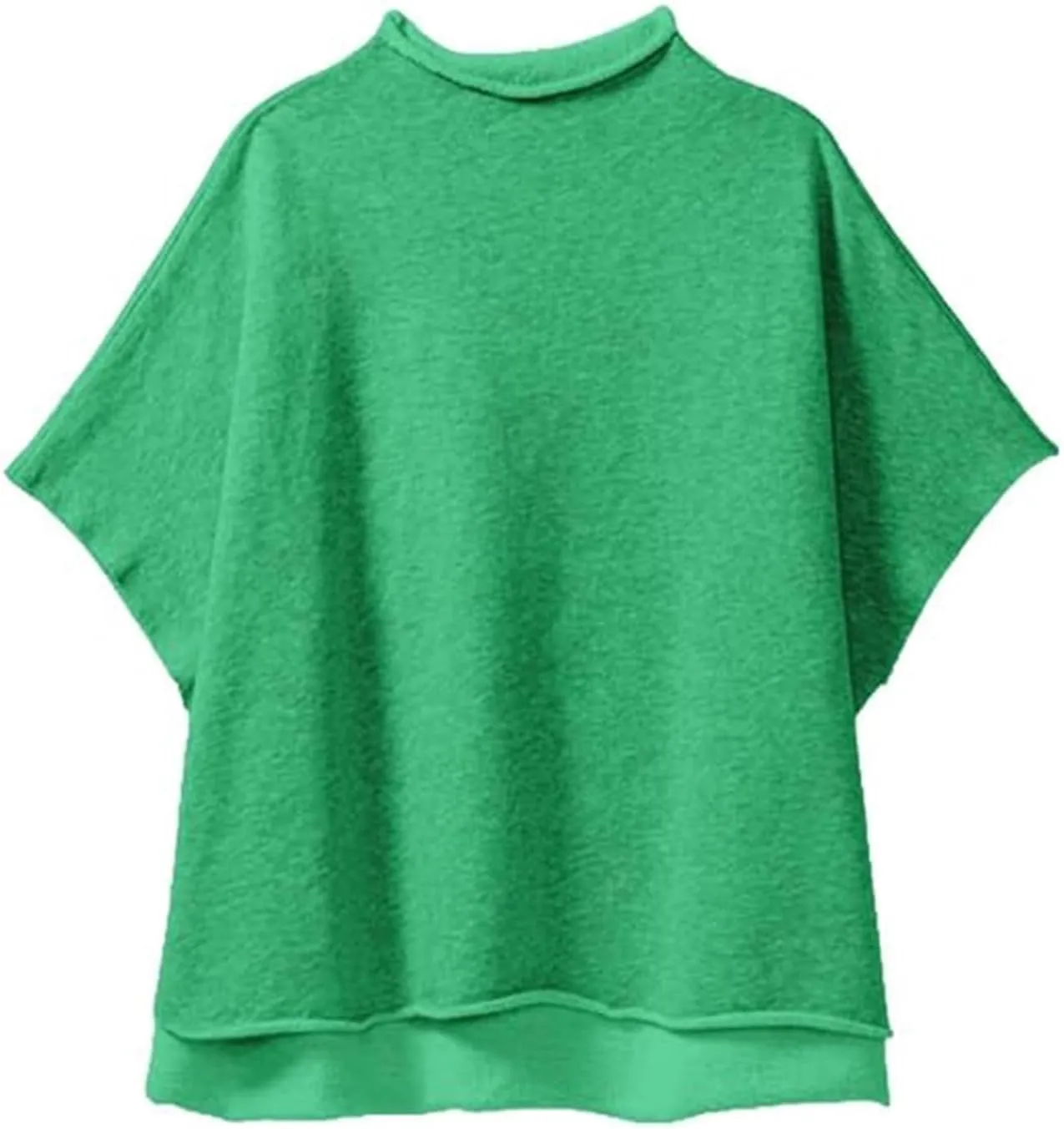 VAOYIU Women's Oversized Funnel Neck Tops 3/4 Batwing Sleeve Capelet Casual Travel Pullover Sweatshirts