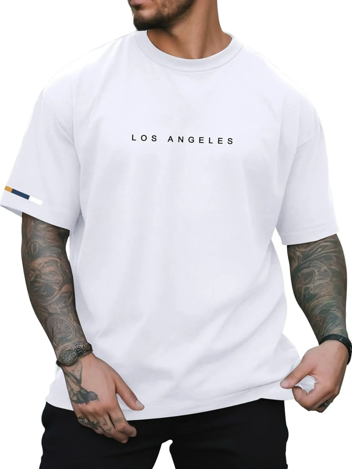 Verdusa Men's Graphic Tees Letter Print Short Sleeve Classic Tops Crewneck Casual T Shirt