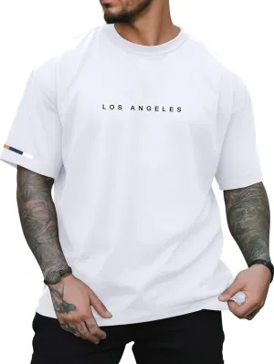 Verdusa Men's Graphic Tees Letter Print Short Sleeve Classic Tops Crewneck Casual T Shirt