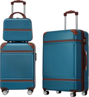 Versatile Hardshell Luggage Set with Cosmetic Case - Lightweight 3 Piece Spinner Suitcases in Blue