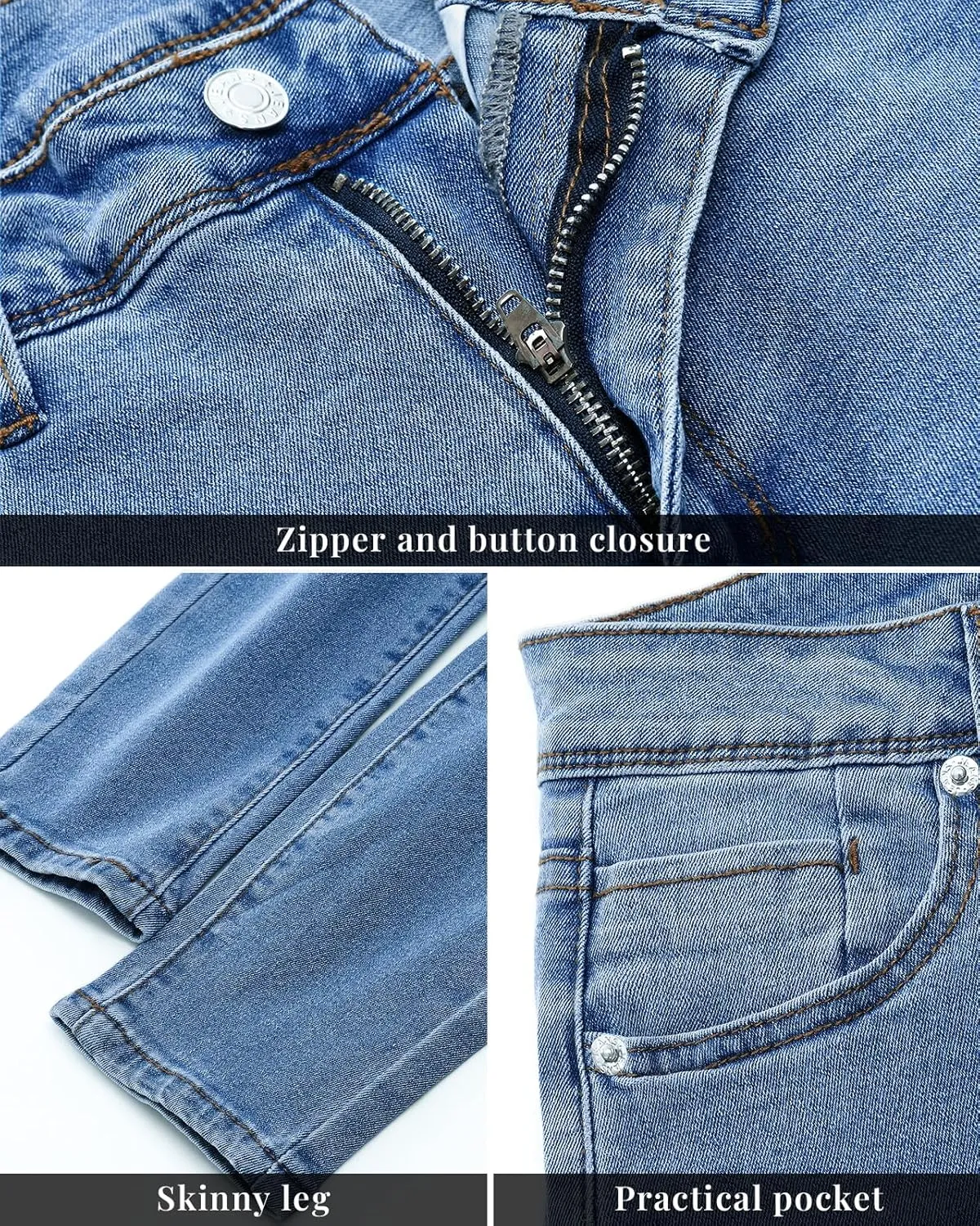 Vetinee Skinny Jeans for Women High Waisted Slim Fit Trendy Classic Stretchy Denim Pants Jean Leggings Jeggings Pockets