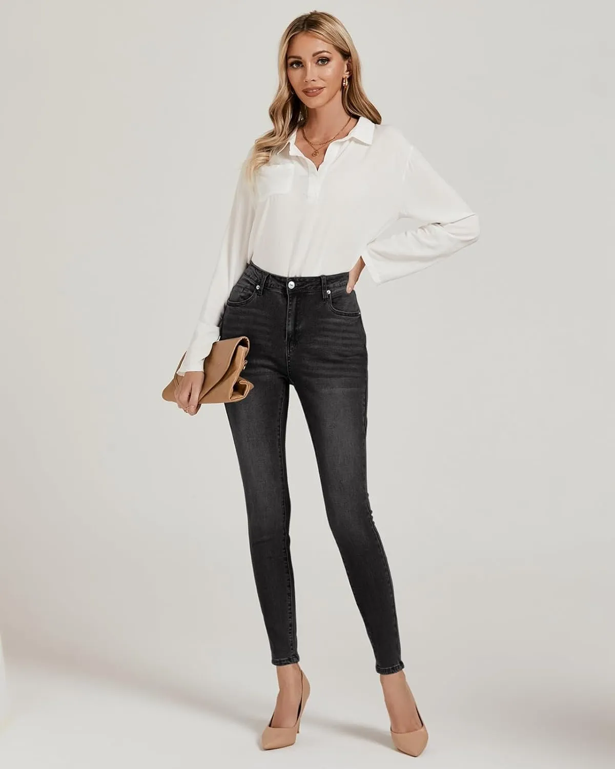 Vetinee Skinny Jeans for Women High Waisted Slim Fit Trendy Classic Stretchy Denim Pants Jean Leggings Jeggings Pockets