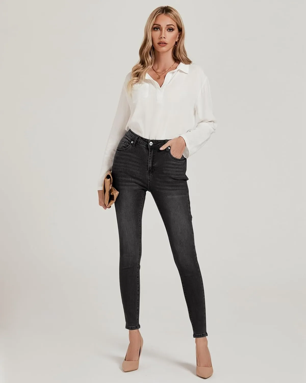 Vetinee Skinny Jeans for Women High Waisted Slim Fit Trendy Classic Stretchy Denim Pants Jean Leggings Jeggings Pockets