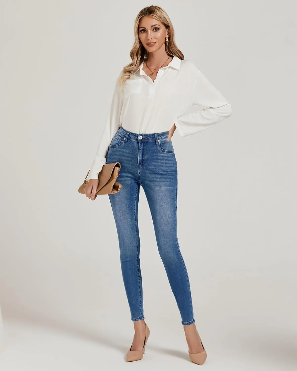 Vetinee Skinny Jeans for Women High Waisted Slim Fit Trendy Classic Stretchy Denim Pants Jean Leggings Jeggings Pockets