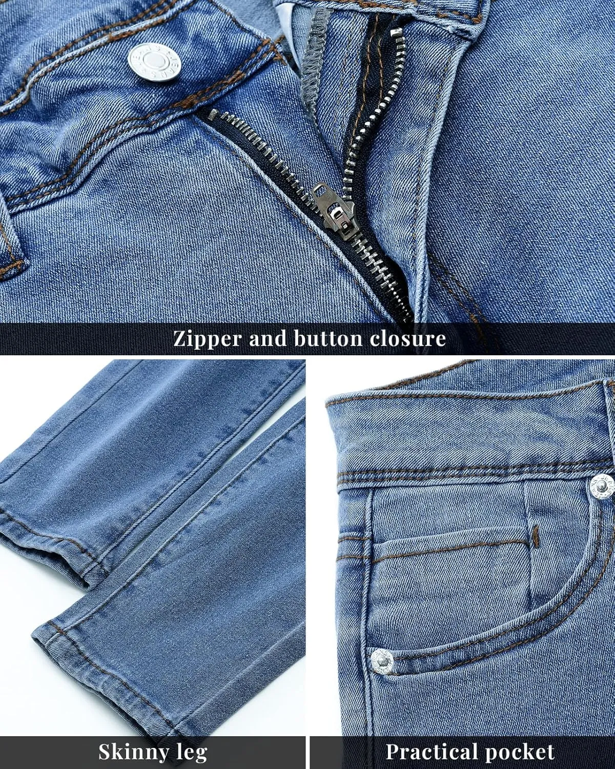 Vetinee Skinny Jeans for Women High Waisted Slim Fit Trendy Classic Stretchy Denim Pants Jean Leggings Jeggings Pockets