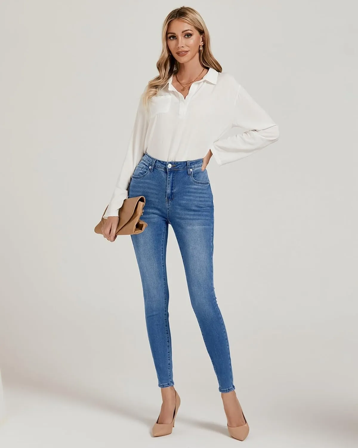 Vetinee Skinny Jeans for Women High Waisted Slim Fit Trendy Classic Stretchy Denim Pants Jean Leggings Jeggings Pockets