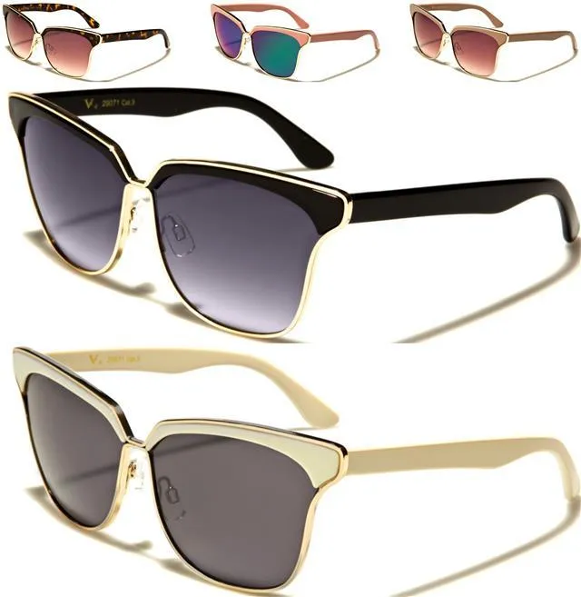 VG Designer Inspired Cat Eye Big Half Rim Sunglasses for women