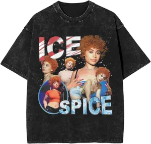 Vintage Oversized T Shirt Ice Rapper Spice Mens Summer Sport Tee Classic Short Sleeves Tops