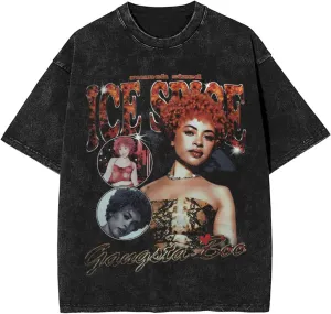 Vintage Oversized T Shirt Ice Rapper Spice Mens Summer Sport Tee Classic Short Sleeves Tops