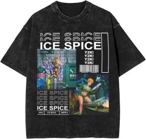 Vintage Oversized T Shirt Ice Rapper Spice Mens Summer Sport Tee Classic Short Sleeves Tops