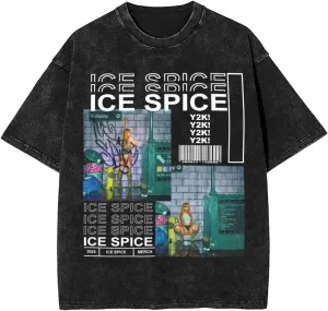 Vintage Oversized T Shirt Ice Rapper Spice Mens Summer Sport Tee Classic Short Sleeves Tops