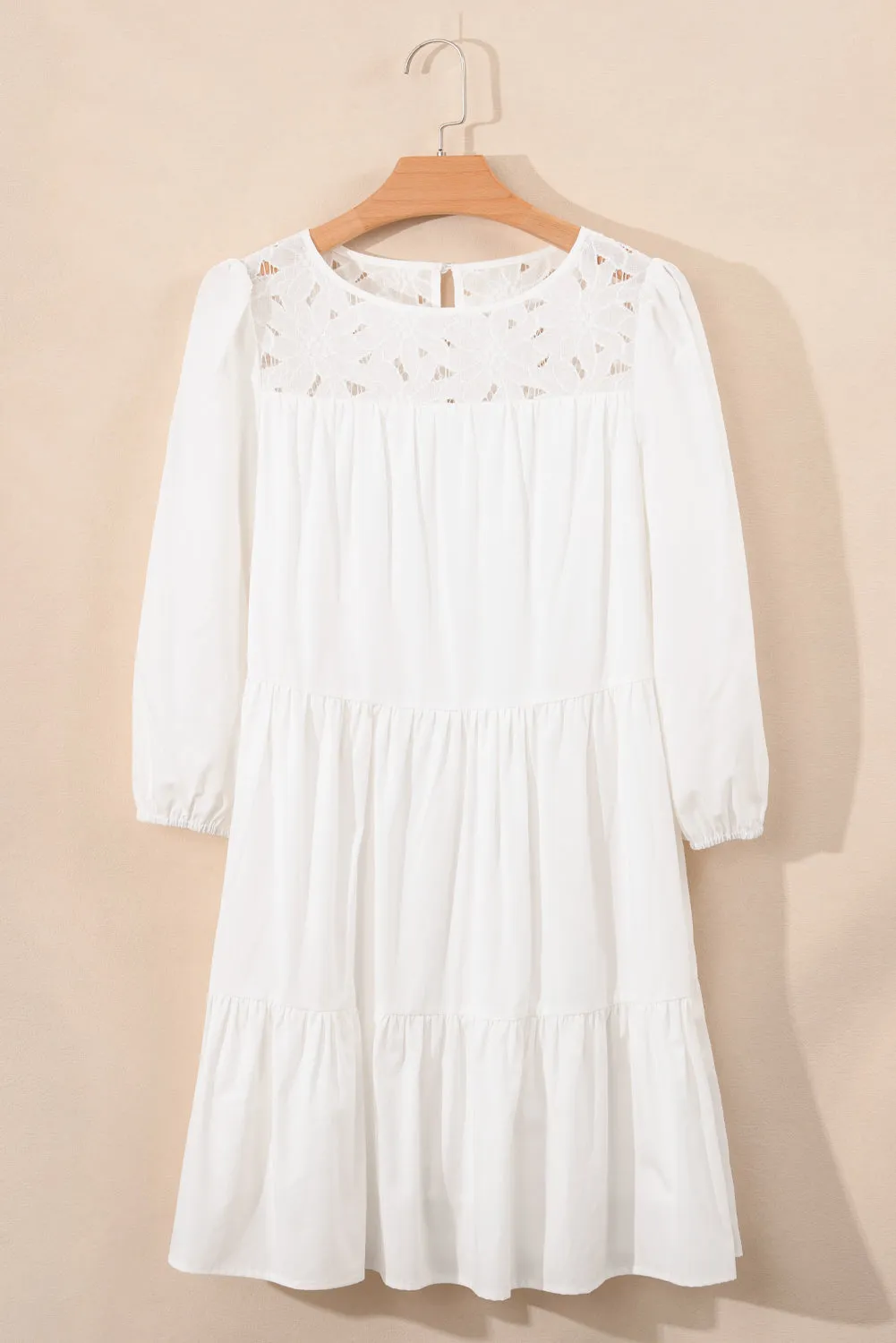 Whitley Floral Lace Patchwork Tiered Mini Dress