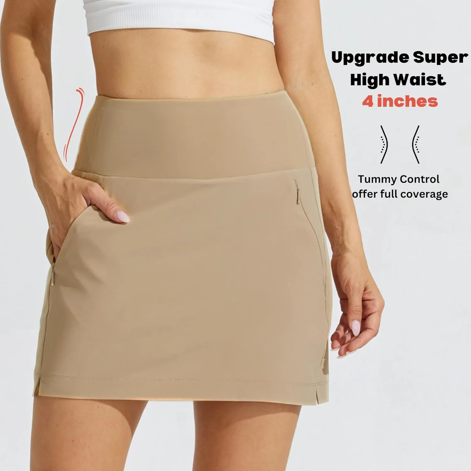 Willit Women's Golf Skirts High Waisted Skorts Quick Dry Athletic Casual Skorts Pockets