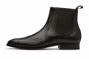 Wingtip Chelsea Brogue Boot - Black