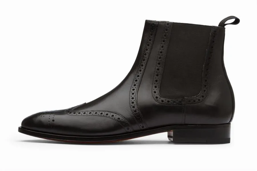 Wingtip Chelsea Brogue Boot - Black