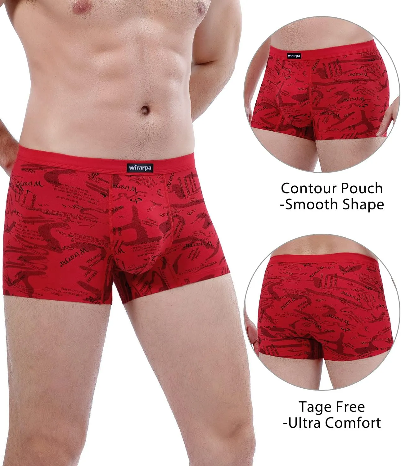 wirarpa Men's Breathable Modal Microfiber Trunks Underwear Covered Band Multipack