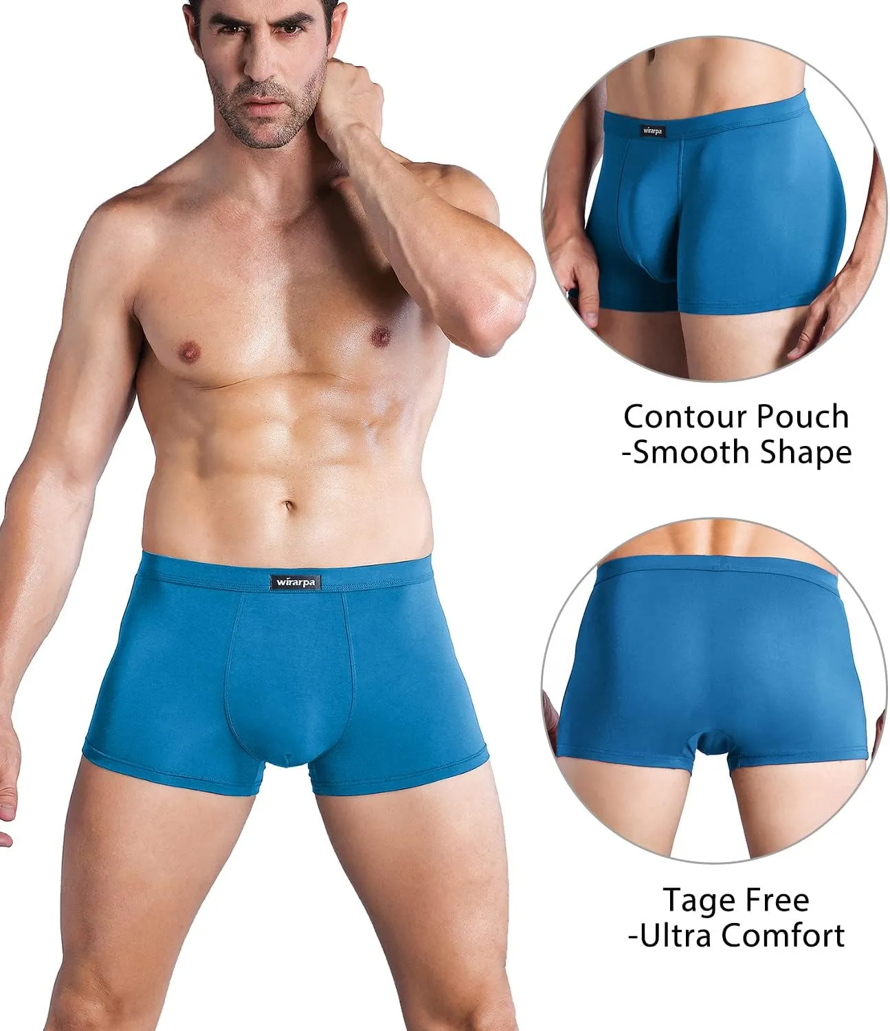 wirarpa Men's Breathable Modal Microfiber Trunks Underwear Covered Band Multipack
