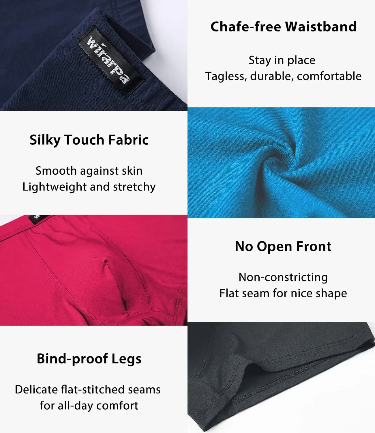 wirarpa Men's Breathable Modal Microfiber Trunks Underwear Covered Band Multipack