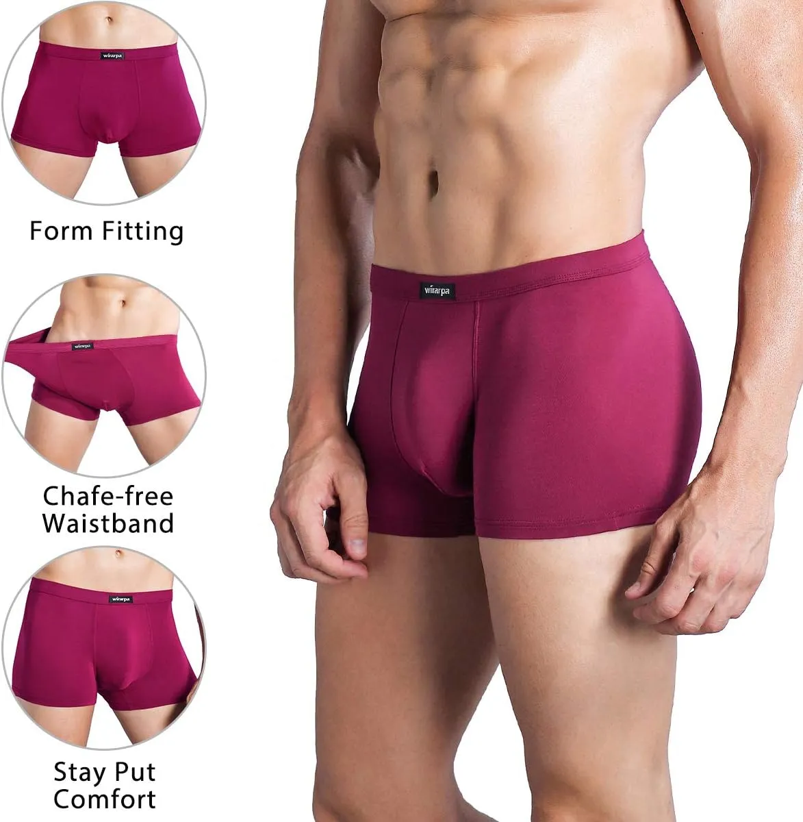 wirarpa Men's Breathable Modal Microfiber Trunks Underwear Covered Band Multipack