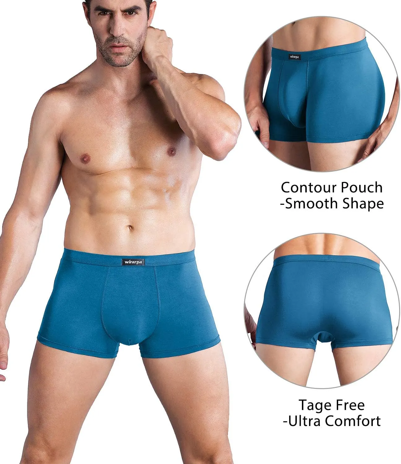 wirarpa Men's Breathable Modal Microfiber Trunks Underwear Covered Band Multipack