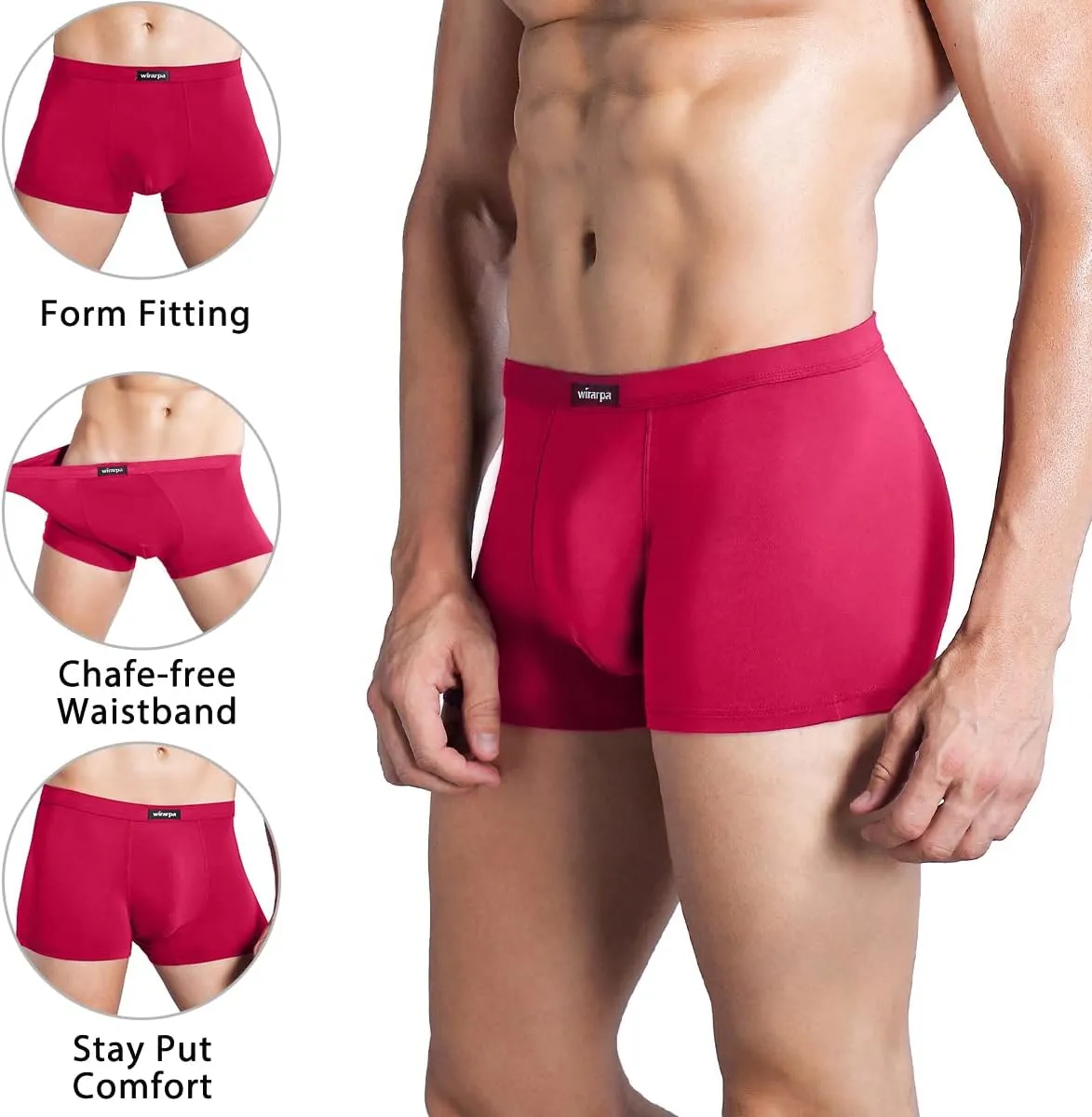 wirarpa Men's Breathable Modal Microfiber Trunks Underwear Covered Band Multipack