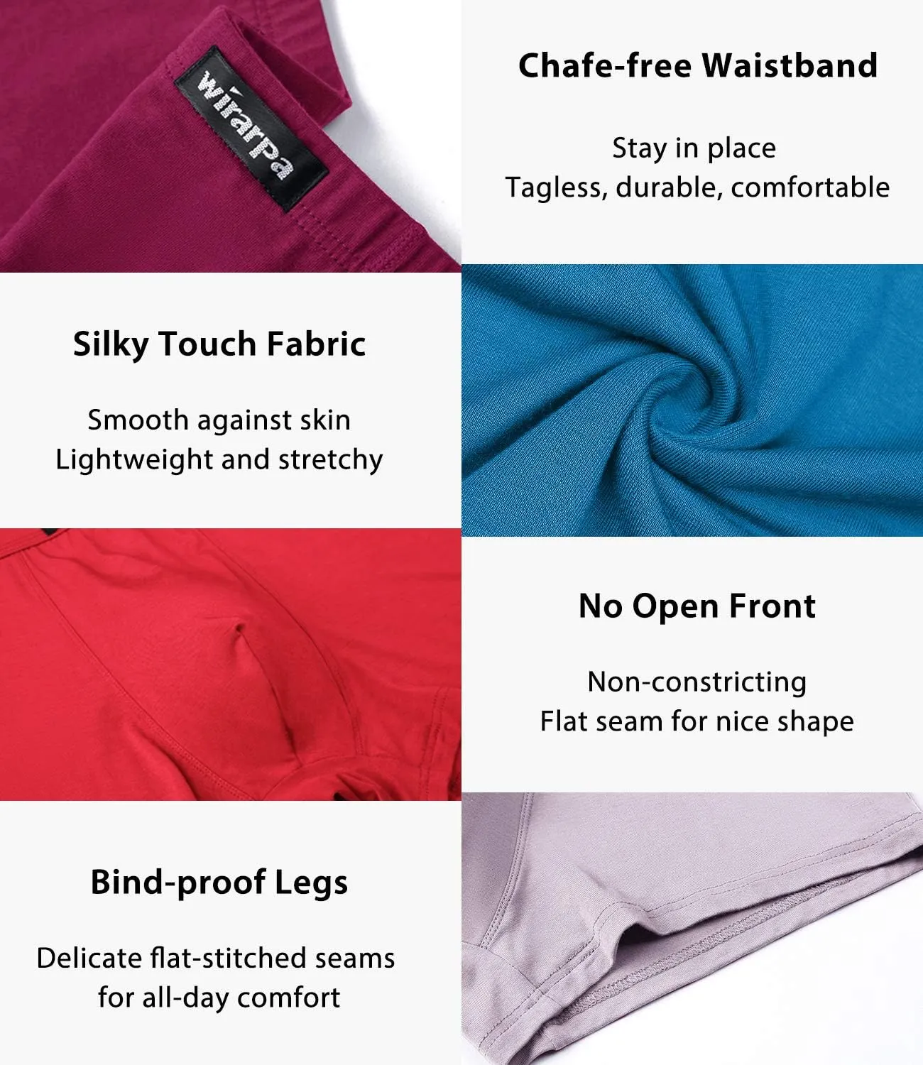 wirarpa Men's Breathable Modal Microfiber Trunks Underwear Covered Band Multipack
