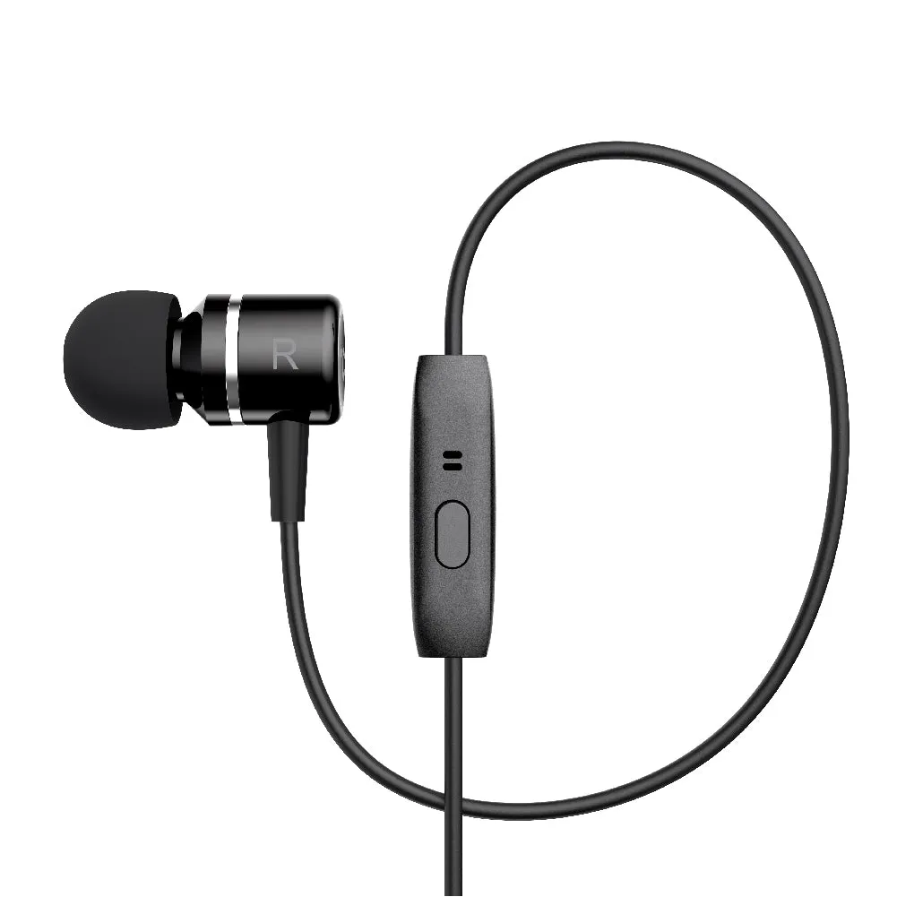 WIRED STEREO HEADSET WITH RIGHT ANGLED CONNECTOR BLACK