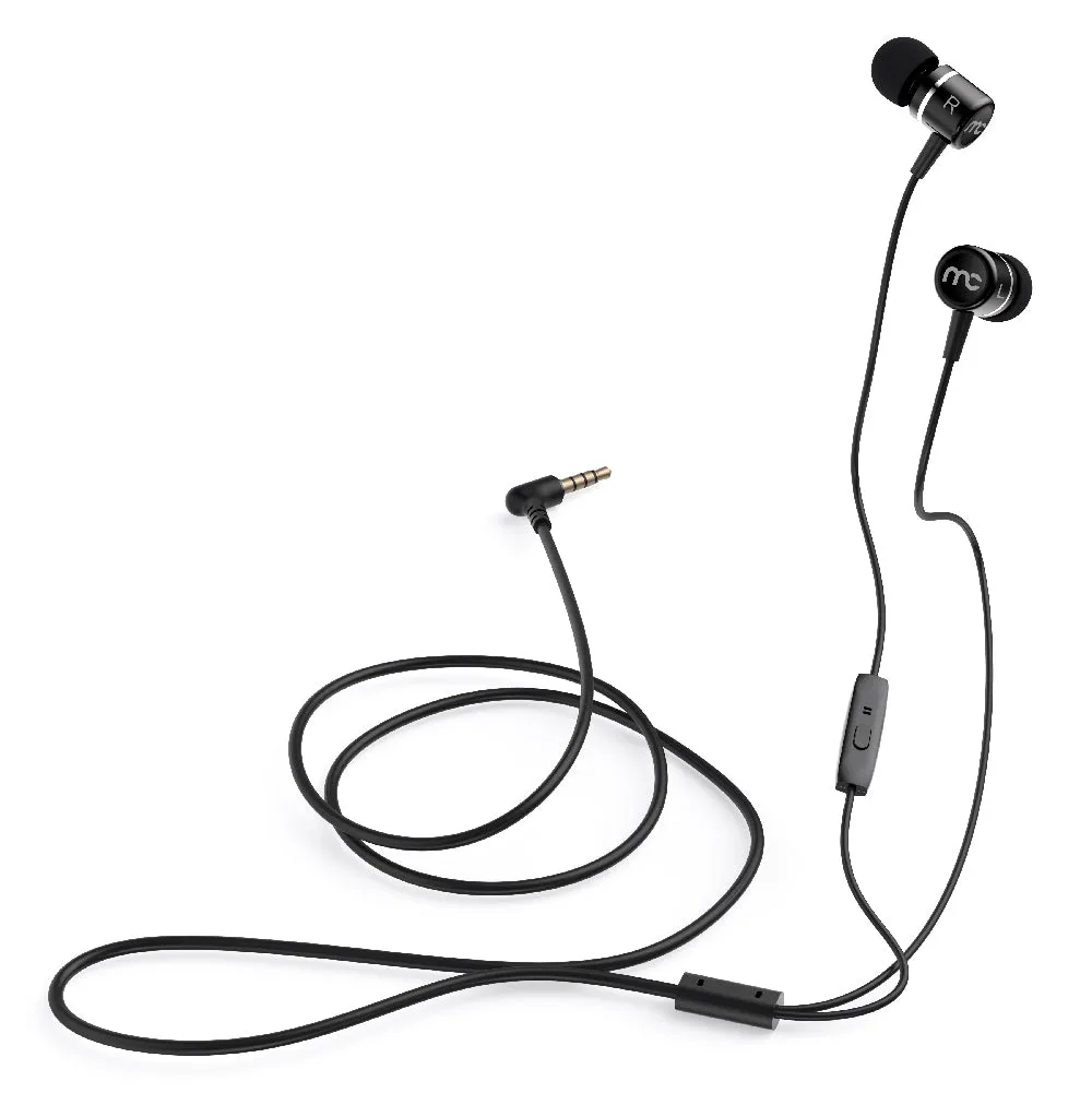 WIRED STEREO HEADSET WITH RIGHT ANGLED CONNECTOR BLACK