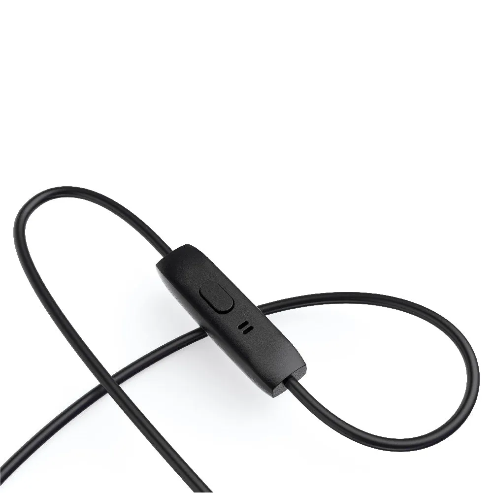 WIRED STEREO HEADSET WITH RIGHT ANGLED CONNECTOR BLACK