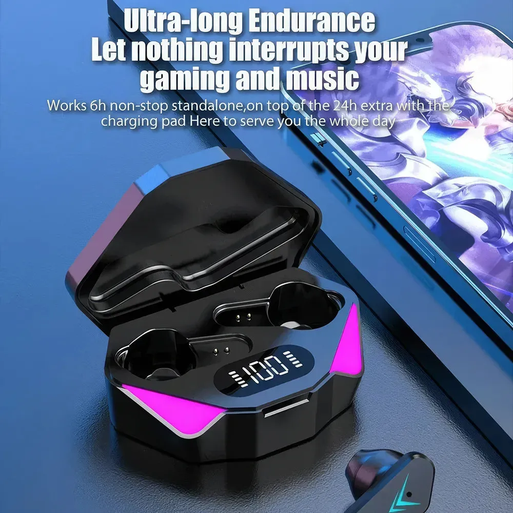 Wireless Bluetooth Earbuds with Gamer Display & Mic