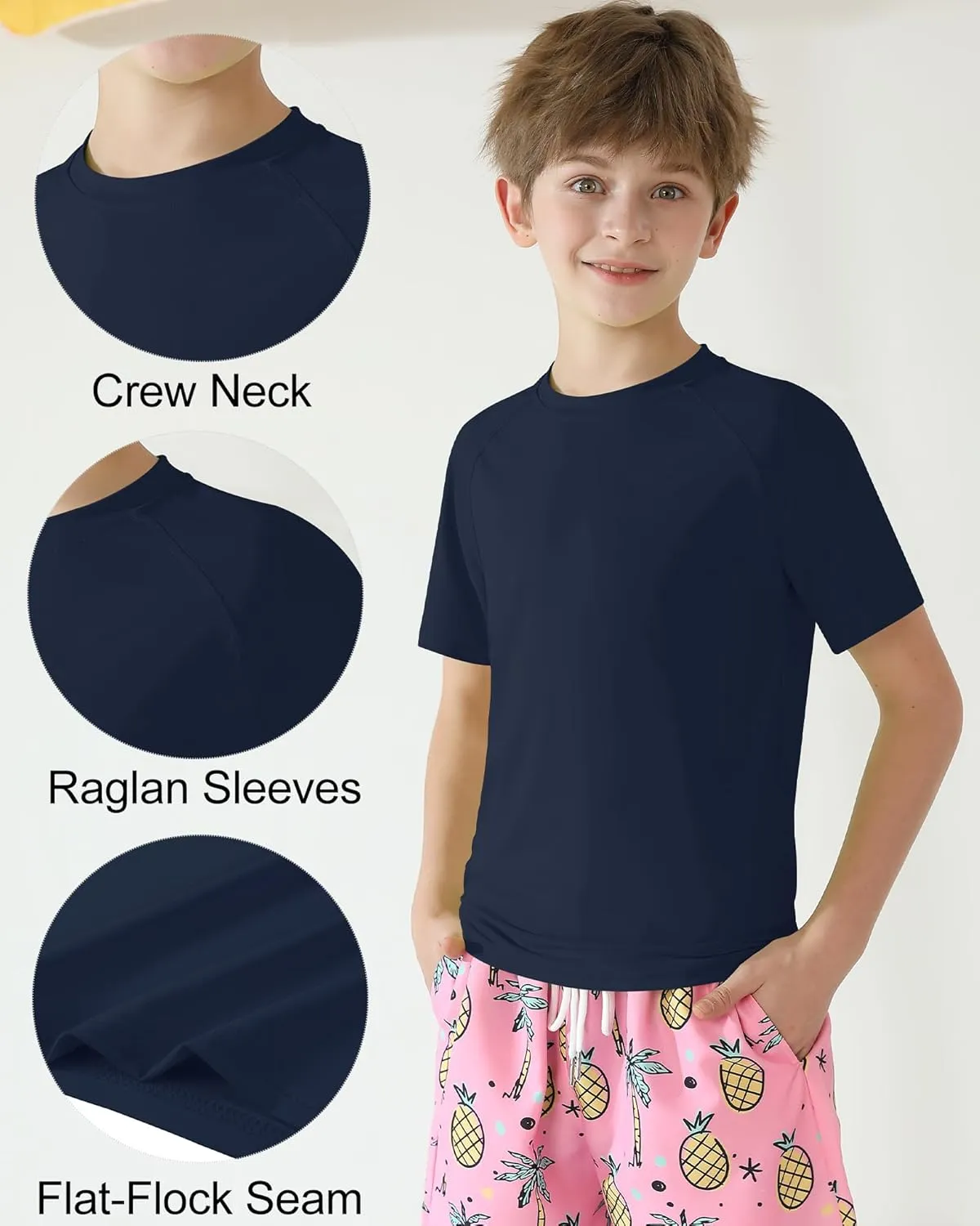 WISREMT Youth Kids Neon Shirt UPF 50  Rash Guard Boy Girl Quick Dry Athletic Short Sleeve T Shirt Water Sport Swim Active Tee