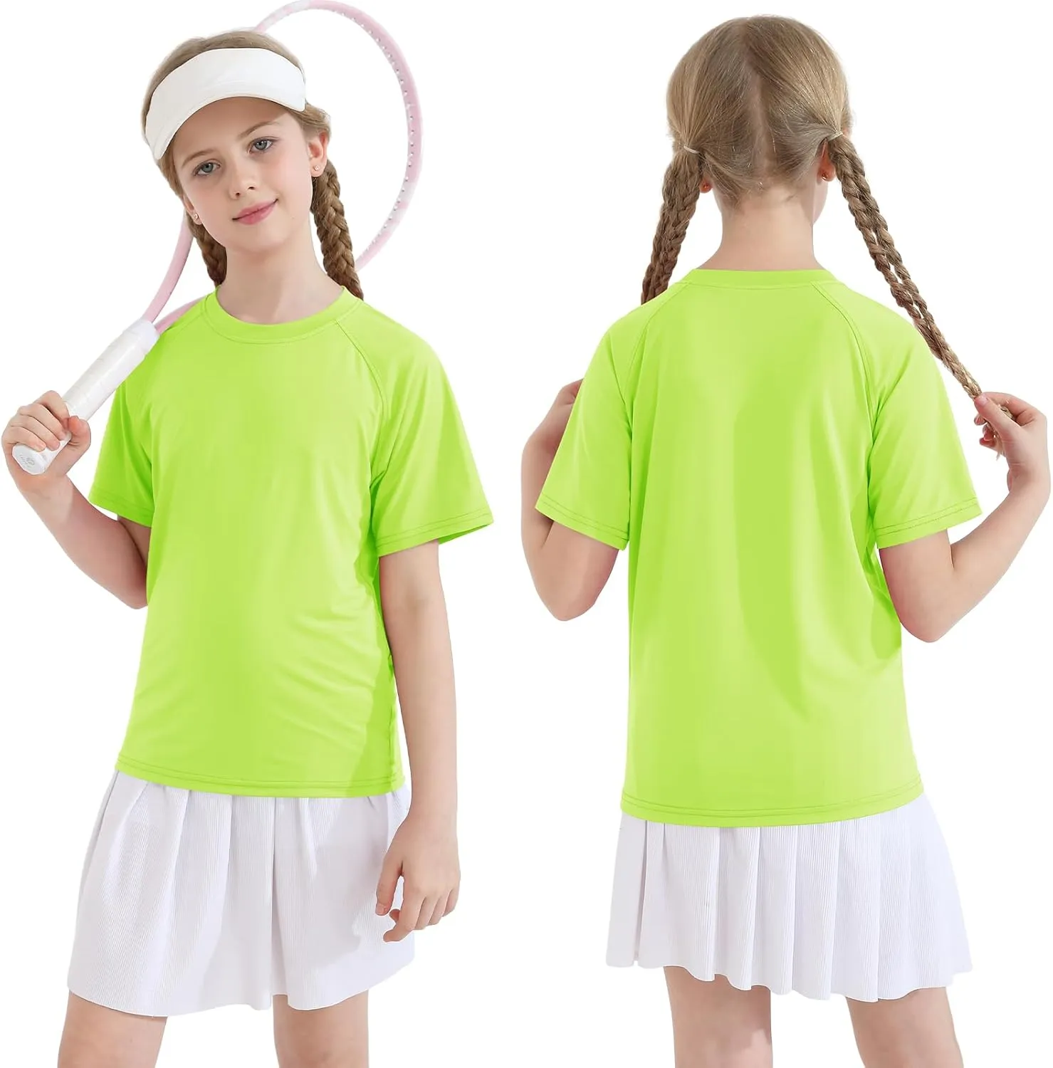 WISREMT Youth Kids Neon Shirt UPF 50  Rash Guard Boy Girl Quick Dry Athletic Short Sleeve T Shirt Water Sport Swim Active Tee