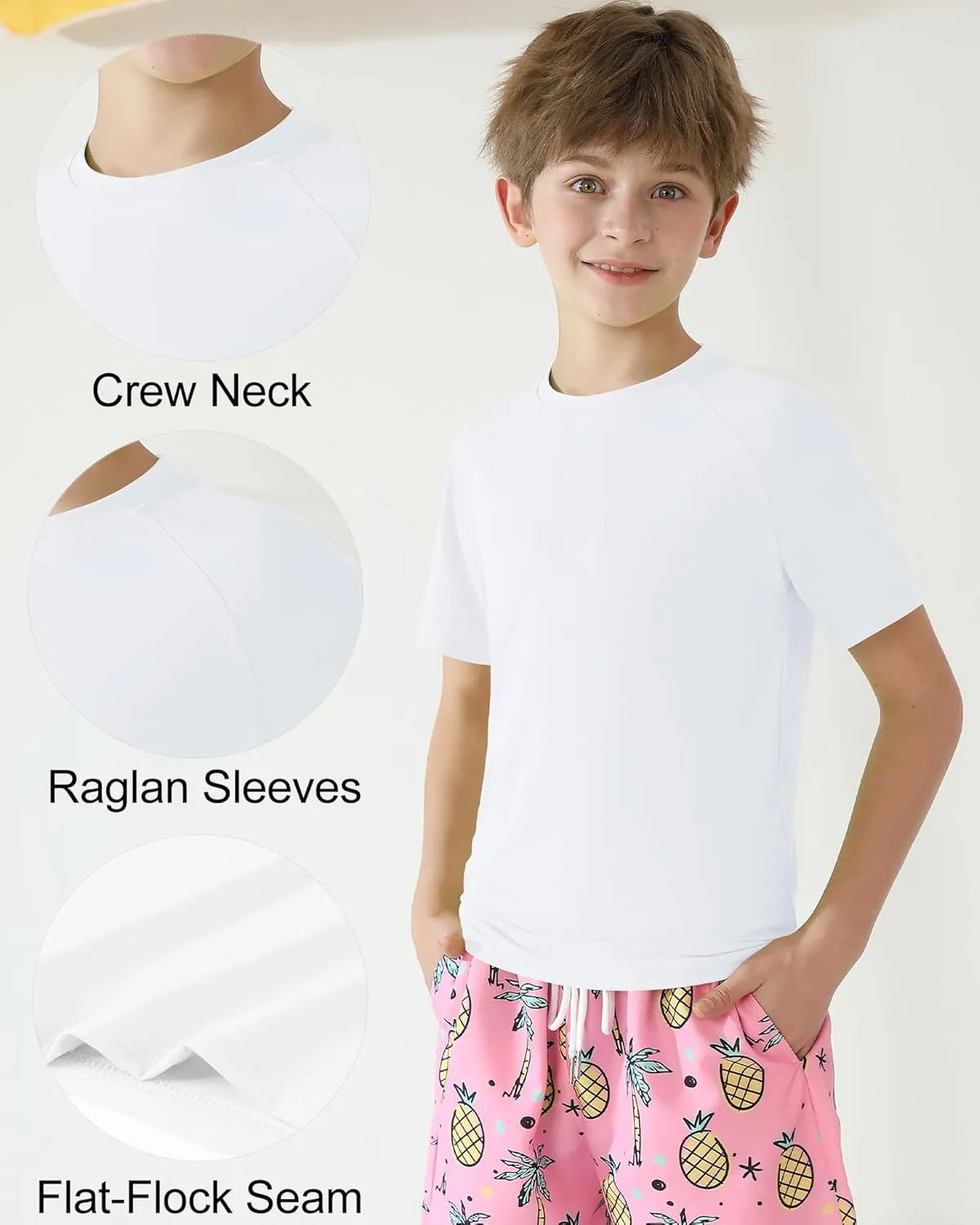 WISREMT Youth Kids Neon Shirt UPF 50  Rash Guard Boy Girl Quick Dry Athletic Short Sleeve T Shirt Water Sport Swim Active Tee