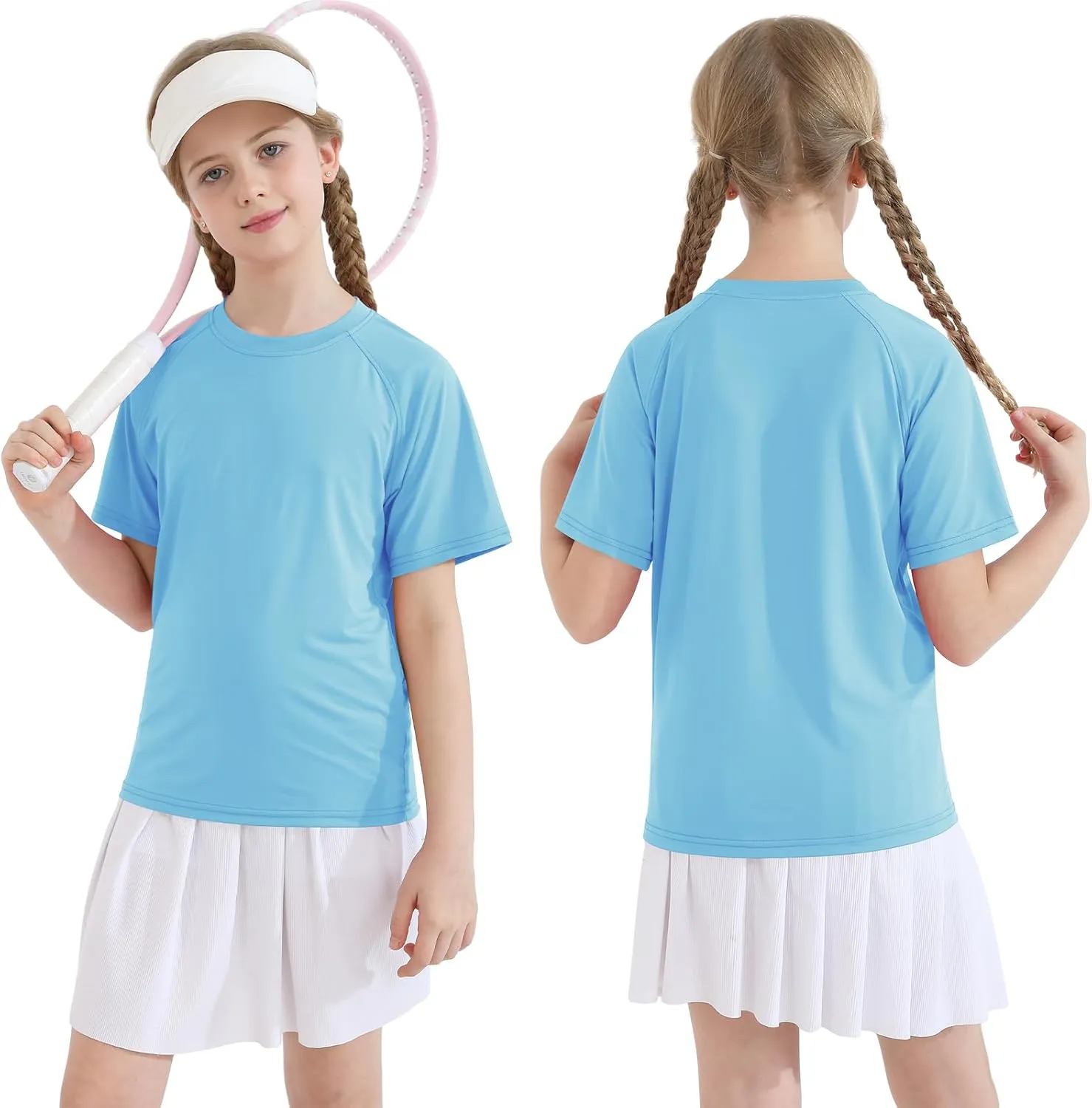 WISREMT Youth Kids Neon Shirt UPF 50  Rash Guard Boy Girl Quick Dry Athletic Short Sleeve T Shirt Water Sport Swim Active Tee