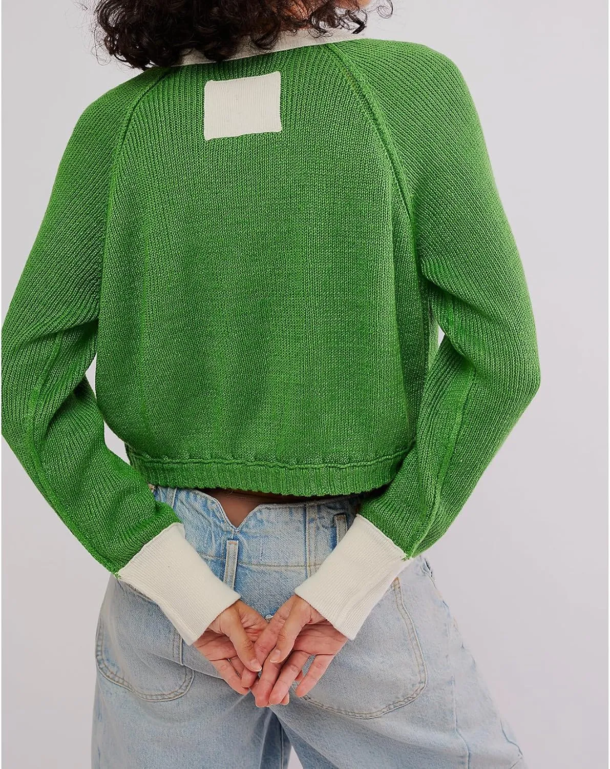 Women Contrast Knitted Cardigan Long Sleeve Button Front Sweater Y2k Classic Knit Tops Warm Outerwear