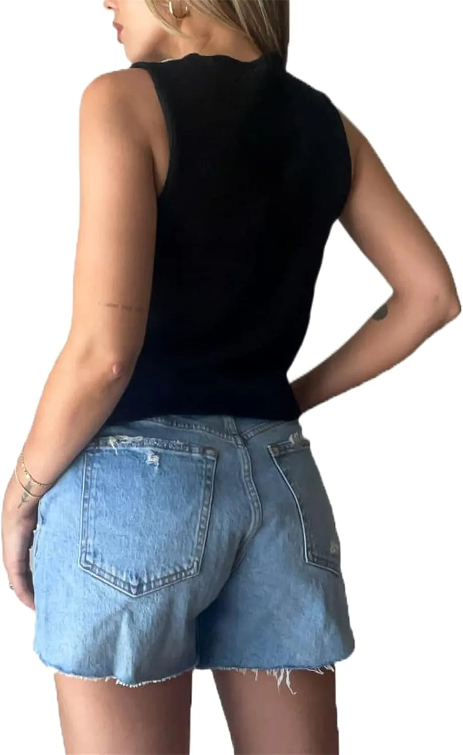 Women Crochet Knit Vest Solid Hollow Out Button Down V Neck Sleeveless Crop Top Vintage Casual Versatile Streetwear