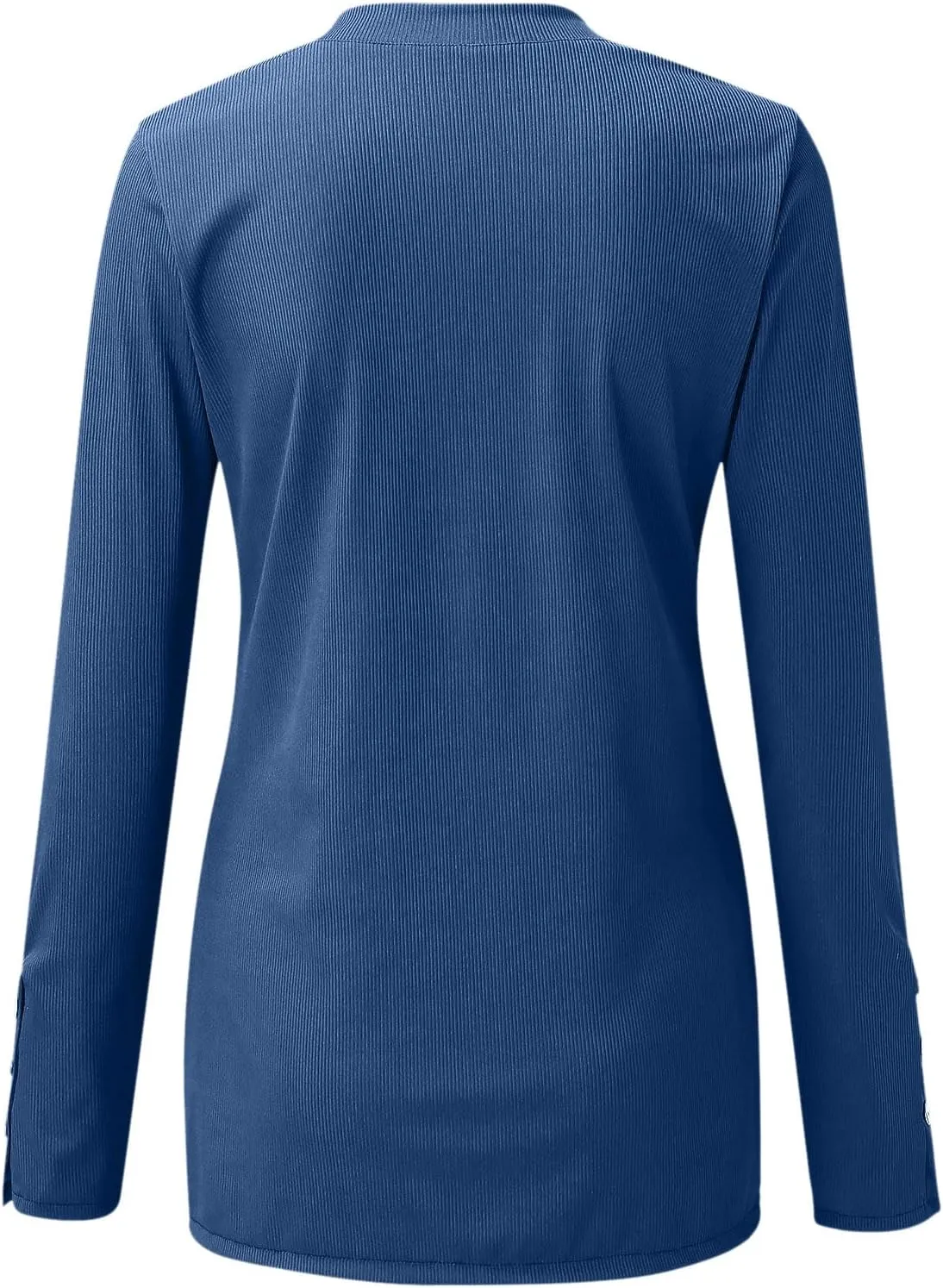 Women's 2023 Fall Long Sleeve Henley T Shirts Button Down Slim Fitted Tops Scoop Neck Ribbed Knit Casual Basic Shirts