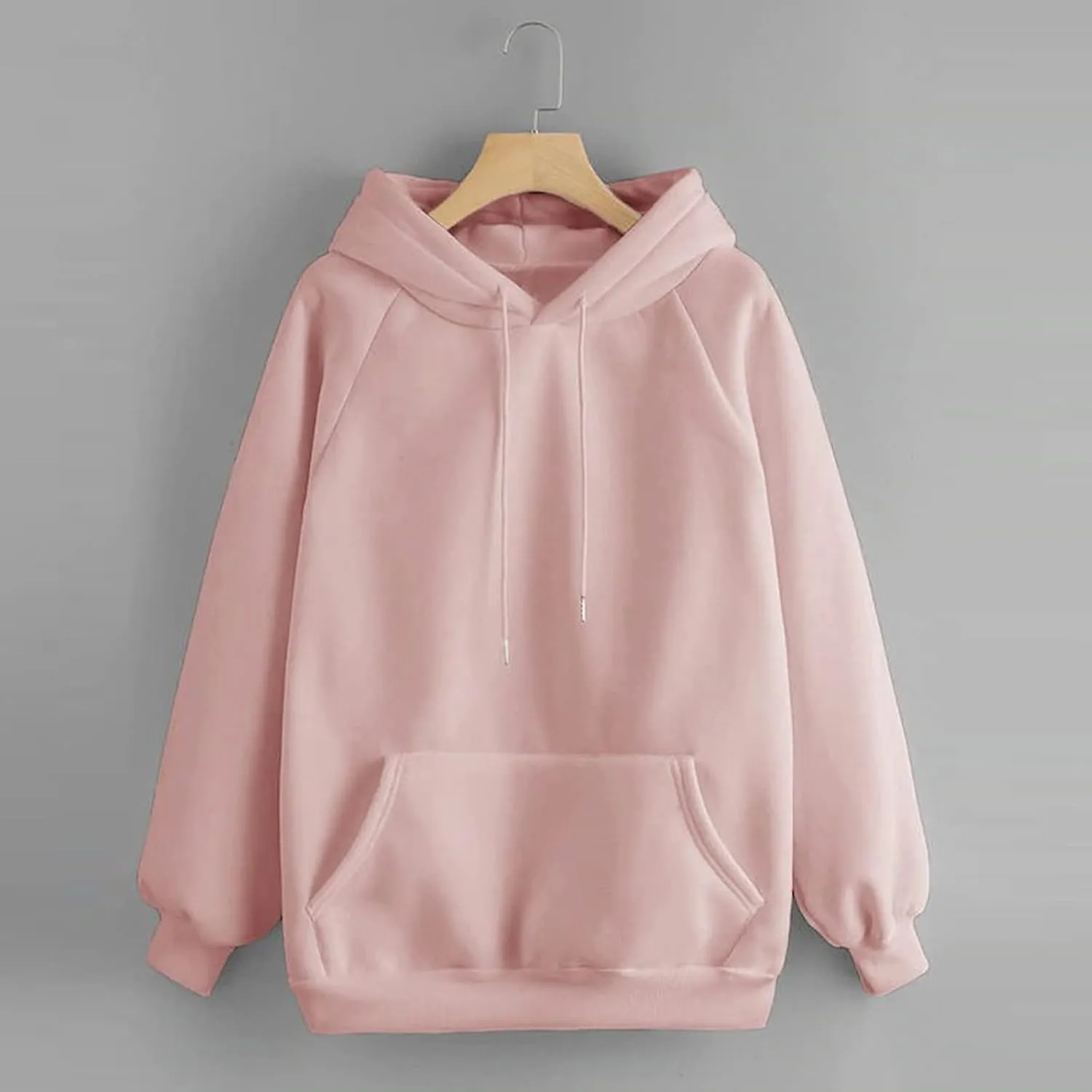 Women's Basic Hoodies Long Sleeve Classic Solid Lightweight Pullover Tops Casual Loose Fit Hooded Sweatshirt with Pocket