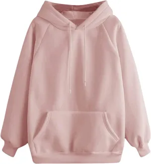 Women's Basic Hoodies Long Sleeve Classic Solid Lightweight Pullover Tops Casual Loose Fit Hooded Sweatshirt with Pocket