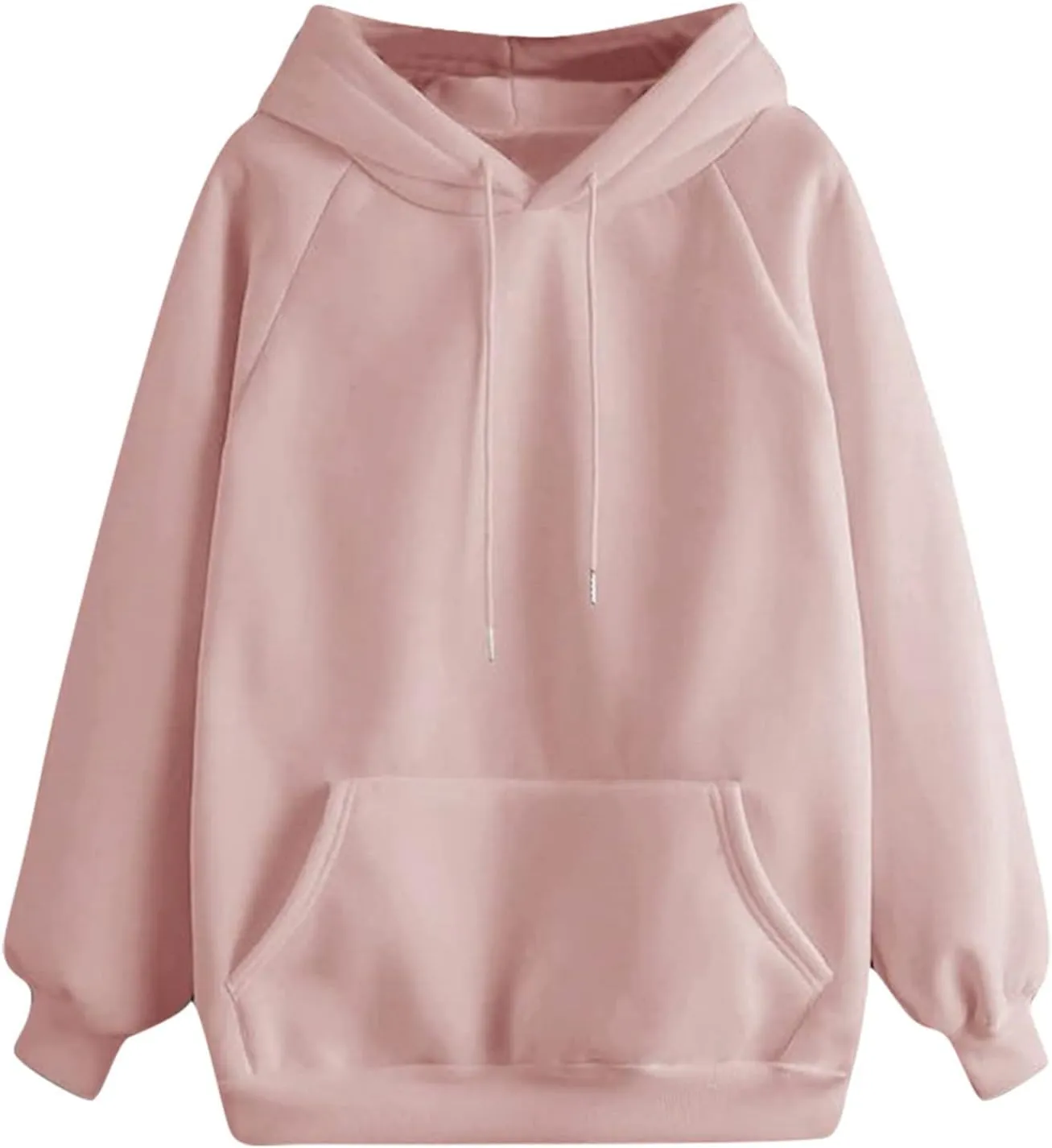 Women's Basic Hoodies Long Sleeve Classic Solid Lightweight Pullover Tops Casual Loose Fit Hooded Sweatshirt with Pocket