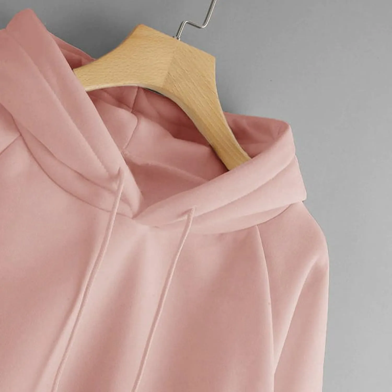Women's Basic Hoodies Long Sleeve Classic Solid Lightweight Pullover Tops Casual Loose Fit Hooded Sweatshirt with Pocket
