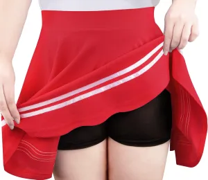 Women's Basic Versatile Stretchy Flared Pleated Mini Short Skater Skirt with Lining Shorts
