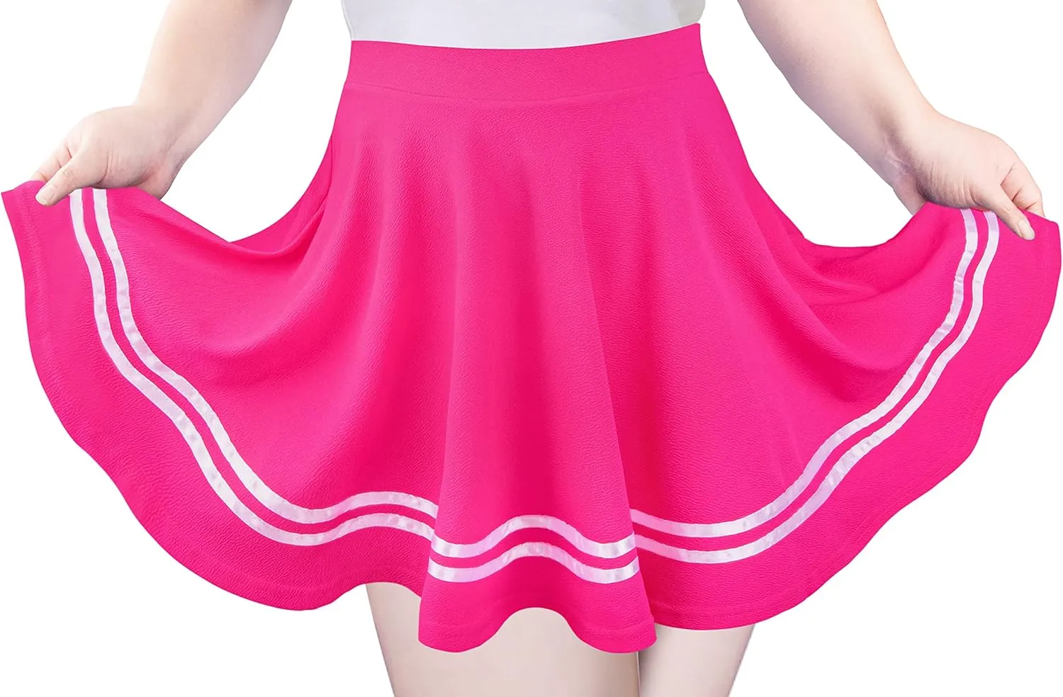 Women's Basic Versatile Stretchy Flared Pleated Mini Short Skater Skirt with Lining Shorts