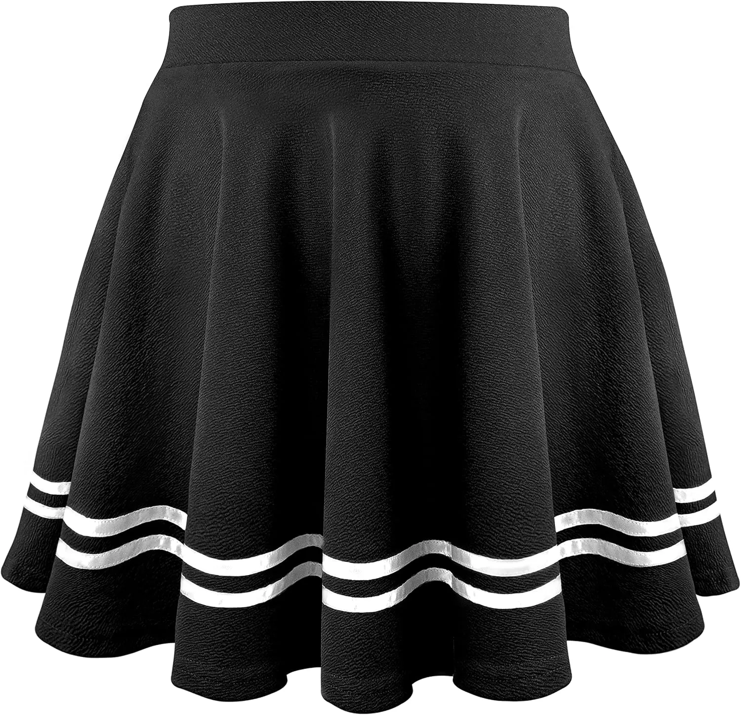 Women's Basic Versatile Stretchy Flared Pleated Mini Short Skater Skirt with Lining Shorts