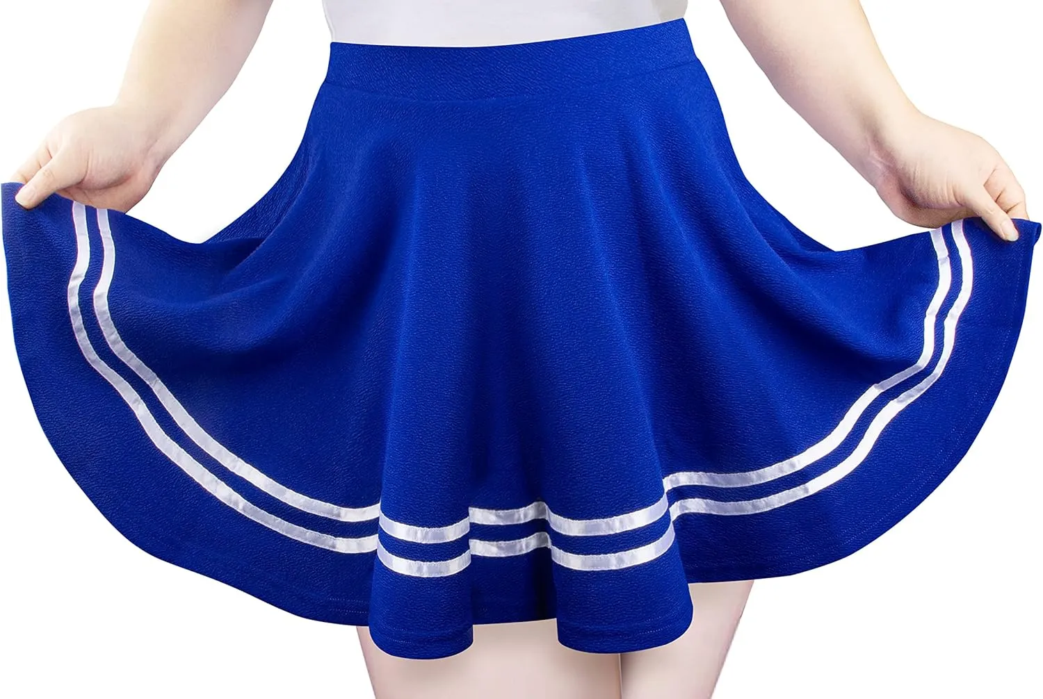 Women's Basic Versatile Stretchy Flared Pleated Mini Short Skater Skirt with Lining Shorts