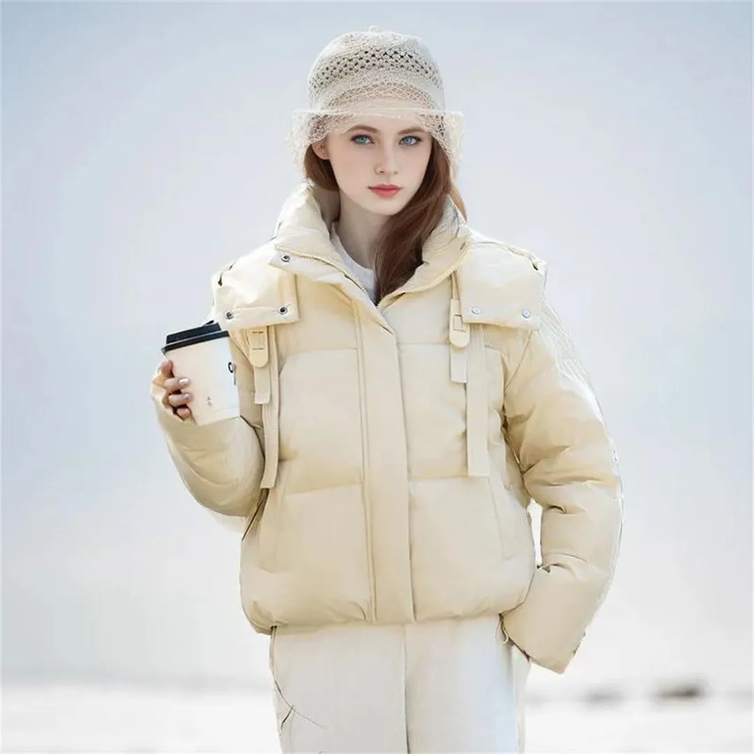 Women's Down Cotton Padded Jacket Elegant Versatile Outerwear Winter Warm Parka Coat