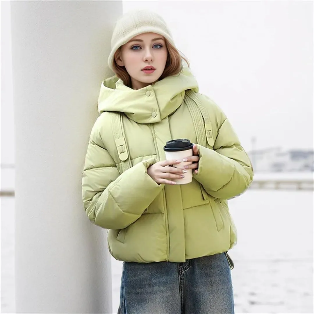 Women's Down Cotton Padded Jacket Elegant Versatile Outerwear Winter Warm Parka Coat