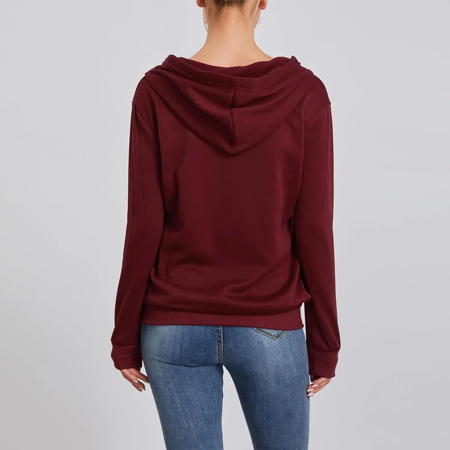 Women's Full Zip Hoodies Sweatshirt Oversized Long Sleeve Drawstring Collar Coat Classic Solid Jackets Casual Top