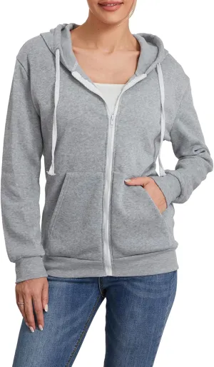 Women's Full Zip Hoodies Sweatshirt Oversized Long Sleeve Drawstring Collar Coat Classic Solid Jackets Casual Top